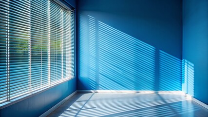 Obraz premium A room with a blue wall and a window