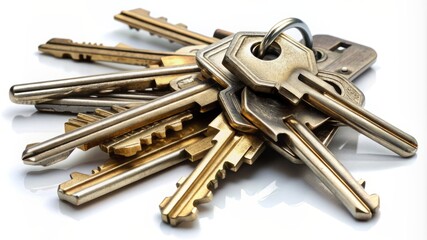 A bunch of keys are piled on top of each other