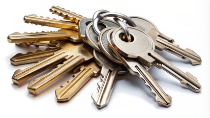 A bunch of keys are piled on top of each other