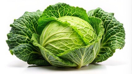Fototapeta premium A large green cabbage with many leaves