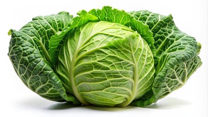 Fototapeta premium A large green cabbage with many leaves