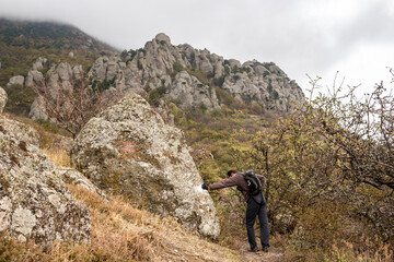LUCHISTOE, CRIMEA - SEPTEMBER 2014: Demerdzhi Mountain in the Crimea. Natural monument "Valley of Ghosts"