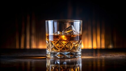 A glass of liquor is sitting on a table