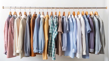 Fototapeta premium A rack of clothes with a variety of colors and patterns