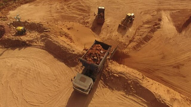Aerial view of bauxite extraction in a mining company - Goi&aacute;s, Brazil