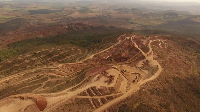 Aerial view of bauxite extraction in a mining company - Goi&aacute;s, Brazil