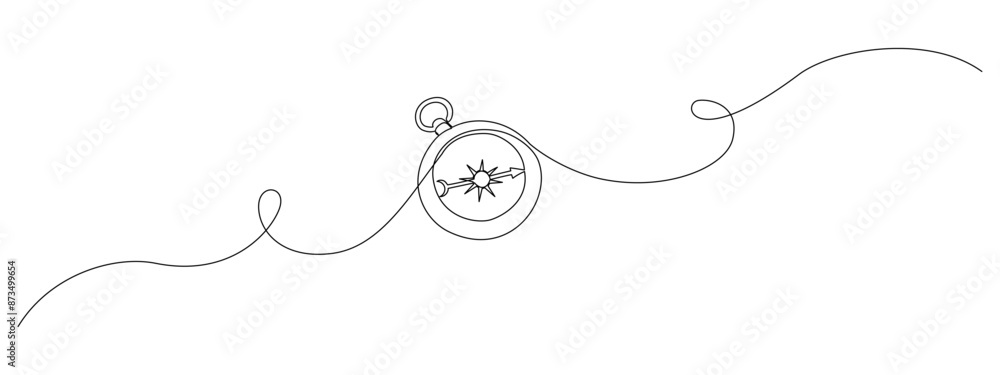 Aufkleber one continuous line drawing of traveller compass. old navigate and adventure symbol in simple linear