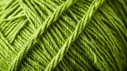 Green yarn texture - close up photography. A close-up shot of green yarn, highlighting the intricate texture and detail of the woven fibers.