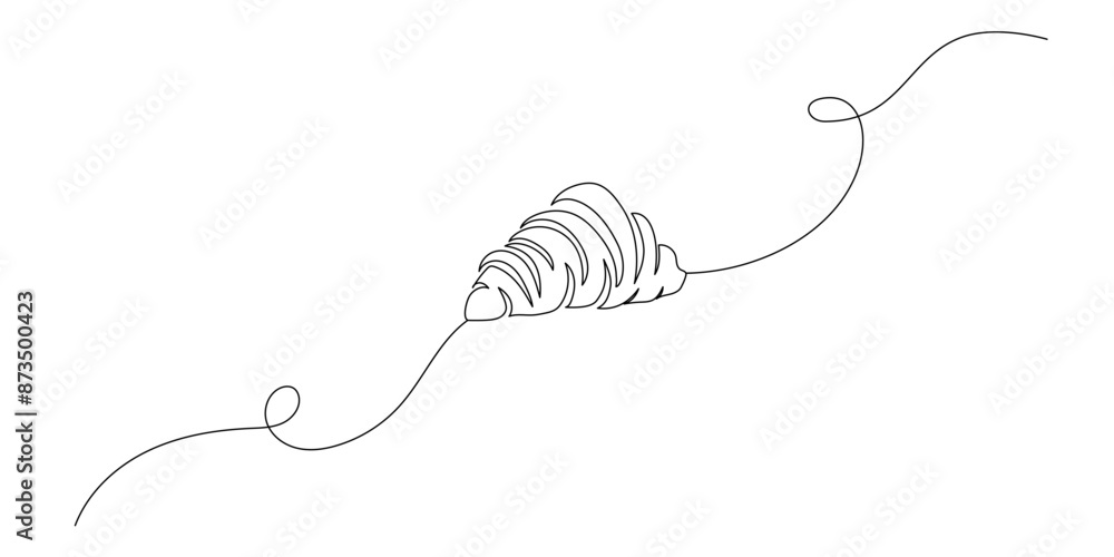 Poster one continuous line drawing of french croissant. bakery and morning breakfast concept in simple line