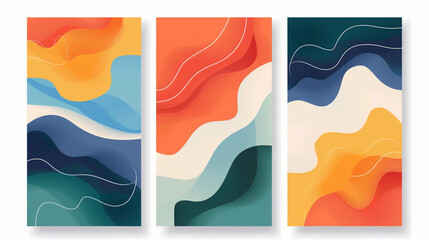 Set of three posters with abstract colorful background