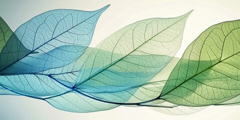 Transparent colorful leaves in a gradient pattern