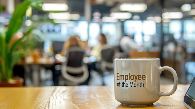 Employee of the month mug. Celebrate top performers with a unique and thoughtful gift. This employee of the month mug is perfect for acknowledging hard work and dedication in the office.