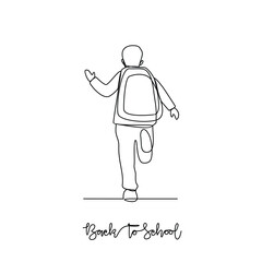 One continuous line drawing of Back to school design vector illustration. Students activity after holiday in design illustration simple linear style vector concept. Suitable for your design asset.