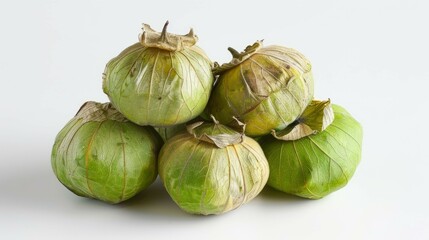 Obraz premium Green tomatillos - fresh & ready to cook. Find delicious green tomatillos for your next dish. These fresh, vibrant vegetables are perfect for salsas, sauces, and more.