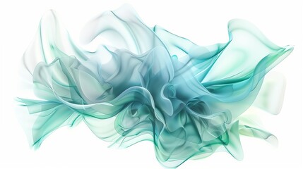an ethereal blend of sky blue and mint green abstract blooming shape, isolated on a transparent background, generative ai