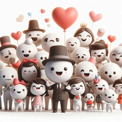 Celebrating Valentine's Day with 3D cartoon figure graphic
