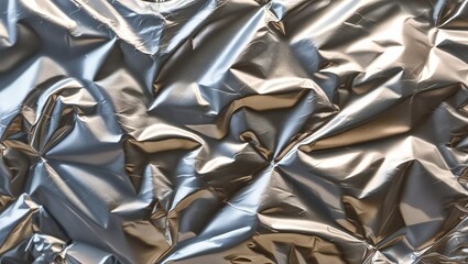 Crumbled silver foil texture background