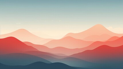Fototapeta premium Serene Landscape with Soft Pastel Mountains and Sunset