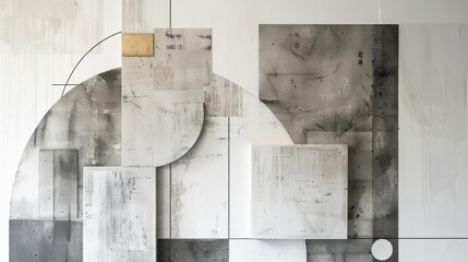 Abstract Geometric Art with Neutral Tones and Shapes
