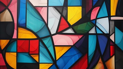 Fototapeta premium Modern Abstract Art with Colorful Stained Glass Pattern
