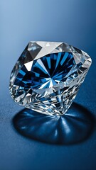 a single sapphire crystal is featured on a pure blue b background