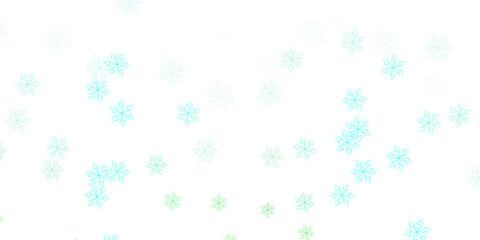 Light green vector doodle pattern with flowers.