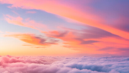 Fototapeta premium Beautiful aerial view of cloudscape at sunset time. Nature background