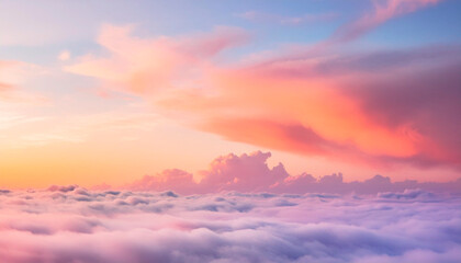 Naklejka premium Beautiful aerial view of cloudscape at sunset time. Nature background