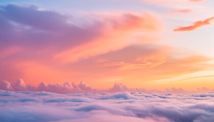 Fototapeta premium Beautiful aerial view of cloudscape at sunset time. Nature background