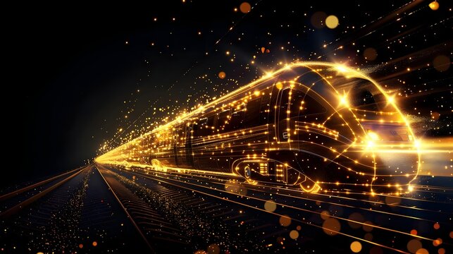 the speed of a trane with a glistening golden dust effect. 