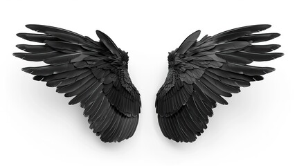 Black Angel Wings on a White Background