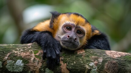 Fototapeta premium A Curious Golden-Headed Lion Tamarin