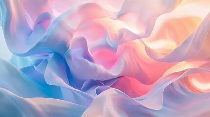 Obraz premium Discover a dreamy 3D abstract background blending pastel colors and swirling shapes. Realistic rendering, high-quality textures, soft lighting, smooth reflections, and detailed 8K resolution.