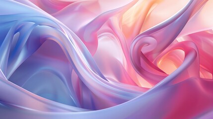 Obraz premium Discover a dreamy 3D abstract background blending pastel colors and swirling shapes. Realistic rendering, high-quality textures, soft lighting, smooth reflections, and detailed 8K resolution.
