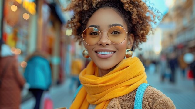 Smiling Woman in the City