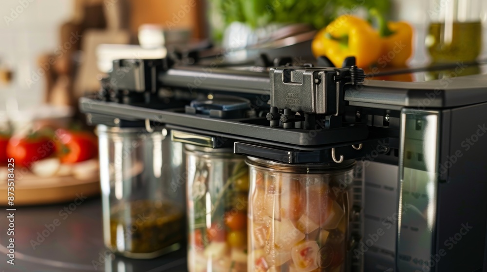 Poster a detailed shot of the adjustable clamp on a sous vide machine designed to hold everything from smal