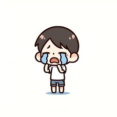 Obraz premium a boy weeping sadly