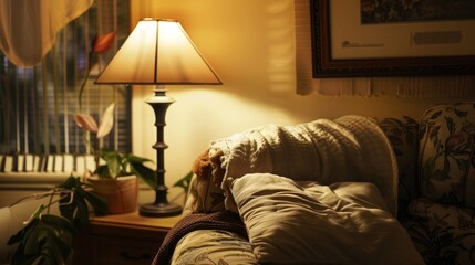 The warm glow of a reading lamp casting a serene light over the nook.
