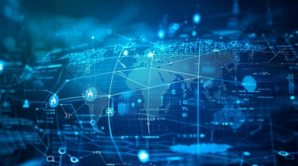 Healthcare business growth graph with global health network connection service on virtual screen. Medical technology and tourism, telemedicine, virtual hospital, healthcare and medicine background