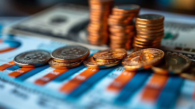 Trading charts and cryptocurrency. Investment