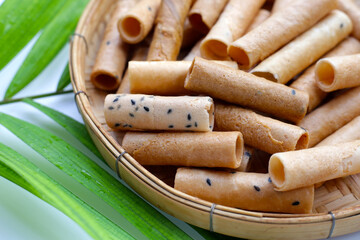 Thai snack, crispy coconut rolls