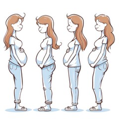 Pregnant Women Line Art