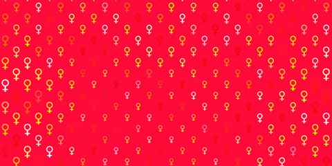 Light Red, Yellow vector pattern with feminism elements.