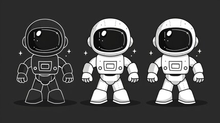 Determined Astronaut Lifting Weight in Monochrome