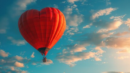 Fototapeta premium Heartfelt Ascent: Hot Air Balloon in Heart Shape Against Starry Sky