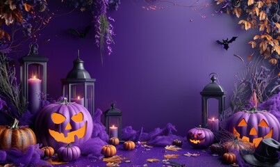 Fototapeta premium Halloween Elements and Characters Concept Wallpaper with Copy Space