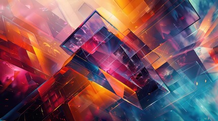 Mesmerizing Geometric Collisions: Vibrant Polygon Shapes