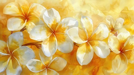 Obraz premium Tropical Beauty: Vibrant Watercolor Plumeria Flowers