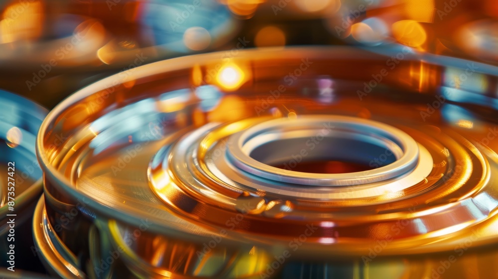 Poster macro shot of the ting wheel responsible for creating the clean and precise edge on the lid of a can