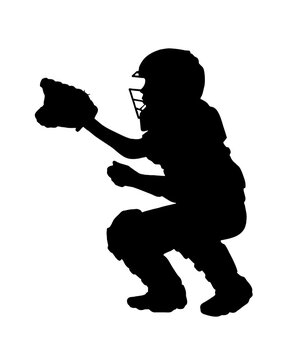 recommend clip art: silhouette of a baseball catcher player, catch ball softball backstop